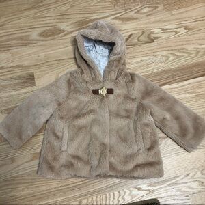 Jessica Simpson Teddy Faux Fur Coat Sz 12 months Baby Girl Tan Brown